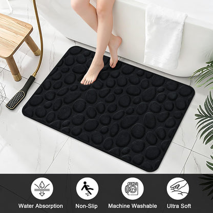 Stone Bath Mats, Non-Slip Memory Foam Bath Rugs, 16x24 DarkBlue | TPR Rubber Backing,Ultra Soft,Highly Absorbent,Machine Washable,Quick Dry for Tub and Shower, Home Decor Accessories