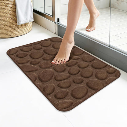 Stone Bath Mats, Non-Slip Memory Foam Bath Rugs, 16x24 DarkBlue | TPR Rubber Backing,Ultra Soft,Highly Absorbent,Machine Washable,Quick Dry for Tub and Shower, Home Decor Accessories