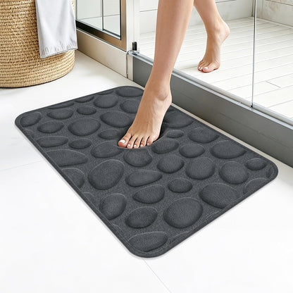 Stone Bath Mats, Non-Slip Memory Foam Bath Rugs, 16x24 DarkBlue | TPR Rubber Backing,Ultra Soft,Highly Absorbent,Machine Washable,Quick Dry for Tub and Shower, Home Decor Accessories