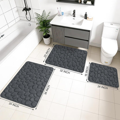 Stone Bath Mats, Non-Slip Memory Foam Bath Rugs, 16x24 DarkBlue | TPR Rubber Backing,Ultra Soft,Highly Absorbent,Machine Washable,Quick Dry for Tub and Shower, Home Decor Accessories