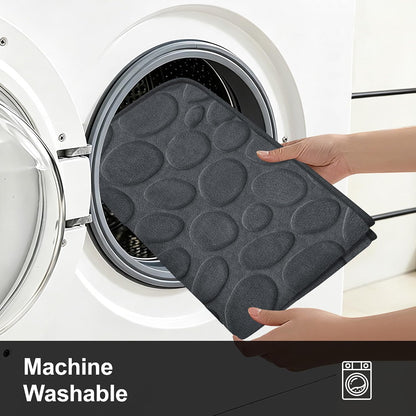 Stone Bath Mats, Non-Slip Memory Foam Bath Rugs, 16x24 DarkBlue | TPR Rubber Backing,Ultra Soft,Highly Absorbent,Machine Washable,Quick Dry for Tub and Shower, Home Decor Accessories