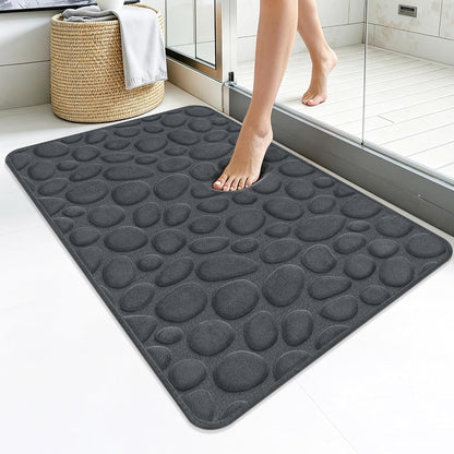 Stone Bath Mats, Non-Slip Memory Foam Bath Rugs, 16x24 DarkBlue | TPR Rubber Backing,Ultra Soft,Highly Absorbent,Machine Washable,Quick Dry for Tub and Shower, Home Decor Accessories