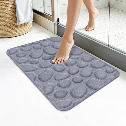 Stone Bath Mats, Non-Slip Memory Foam Bath Rugs, 16x24 DarkBlue | TPR Rubber Backing,Ultra Soft,Highly Absorbent,Machine Washable,Quick Dry for Tub and Shower, Home Decor Accessories