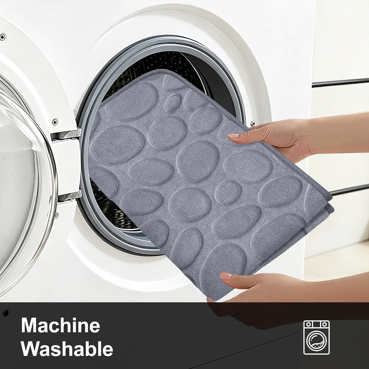 Stone Bath Mats, Non-Slip Memory Foam Bath Rugs, 16x24 DarkBlue | TPR Rubber Backing,Ultra Soft,Highly Absorbent,Machine Washable,Quick Dry for Tub and Shower, Home Decor Accessories