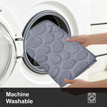 Stone Bath Mats, Non-Slip Memory Foam Bath Rugs, 16x24 DarkBlue | TPR Rubber Backing,Ultra Soft,Highly Absorbent,Machine Washable,Quick Dry for Tub and Shower, Home Decor Accessories