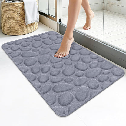 Stone Bath Mats, Non-Slip Memory Foam Bath Rugs, 16x24 DarkBlue | TPR Rubber Backing,Ultra Soft,Highly Absorbent,Machine Washable,Quick Dry for Tub and Shower, Home Decor Accessories