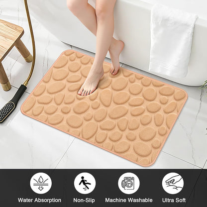 Stone Bath Mats, Non-Slip Memory Foam Bath Rugs, 16x24 DarkBlue | TPR Rubber Backing,Ultra Soft,Highly Absorbent,Machine Washable,Quick Dry for Tub and Shower, Home Decor Accessories