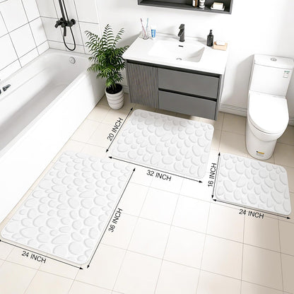 Stone Bath Mats, Non-Slip Memory Foam Bath Rugs, 16x24 DarkBlue | TPR Rubber Backing,Ultra Soft,Highly Absorbent,Machine Washable,Quick Dry for Tub and Shower, Home Decor Accessories