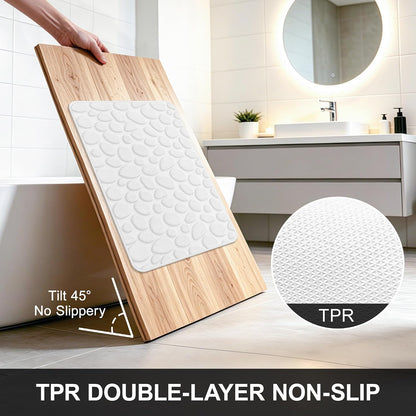 Stone Bath Mats, Non-Slip Memory Foam Bath Rugs, 16x24 DarkBlue | TPR Rubber Backing,Ultra Soft,Highly Absorbent,Machine Washable,Quick Dry for Tub and Shower, Home Decor Accessories