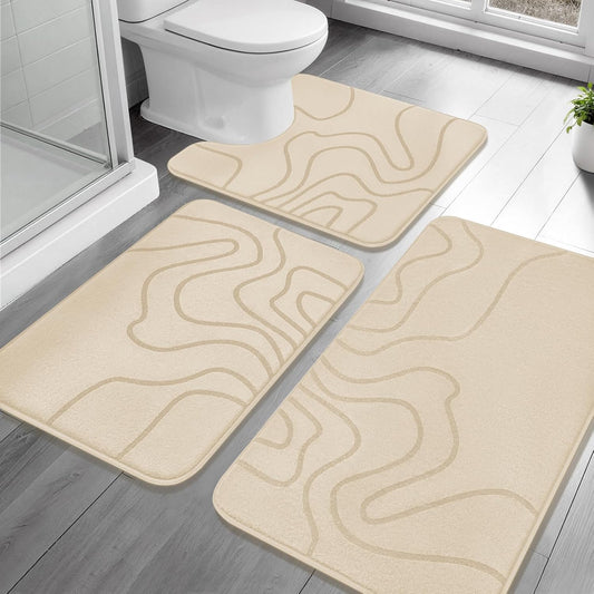 Memory Foam Bathroom Rugs Sets 2 Piece, 32"x20"+24"x17", Dark Grey