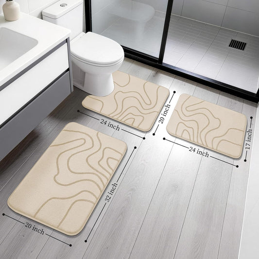 Memory Foam Bathroom Rugs Sets 2 Piece, 32"x20"+24"x17", Dark Grey