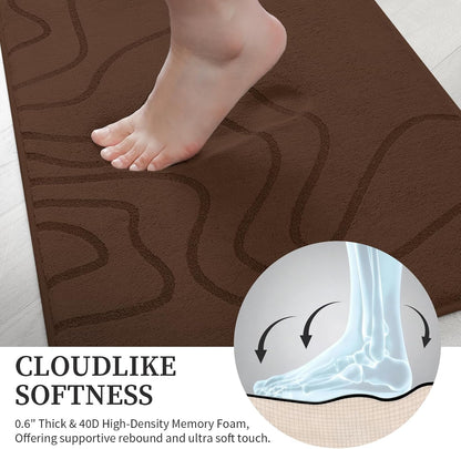 Memory Foam Bathroom Rugs Sets 2 Piece, 32"x20"+24"x17", Dark Grey