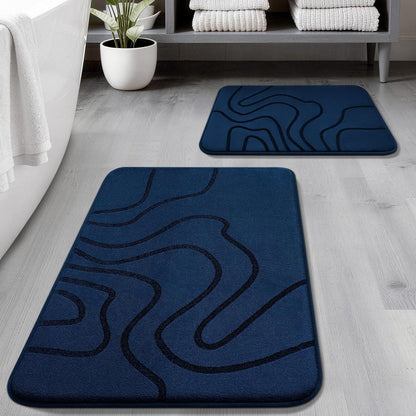 Memory Foam Bathroom Rugs Sets 2 Piece, 32"x20"+24"x17", Dark Grey