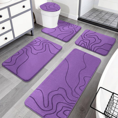 Memory Foam Bathroom Rugs Sets 2 Piece, 32"x20"+24"x17", Dark Grey