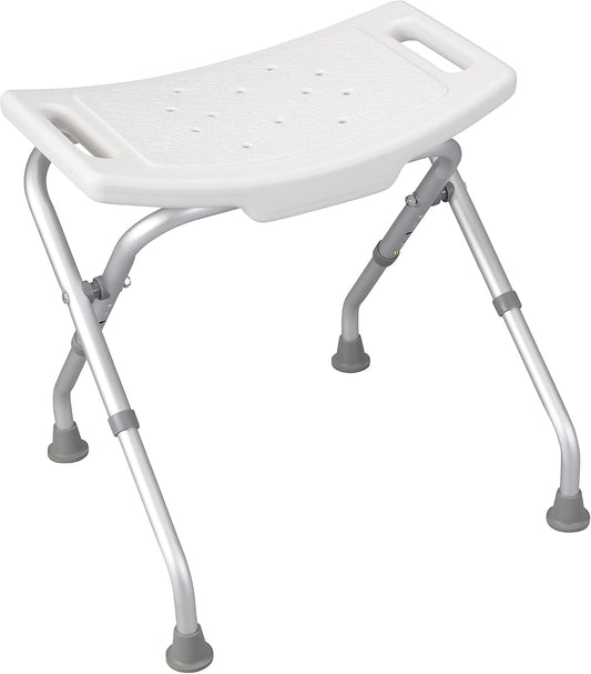 12486 Folding Shower Chair, Bath Bench with Drainage, White