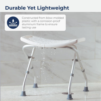 12486 Folding Shower Chair, Bath Bench with Drainage, White
