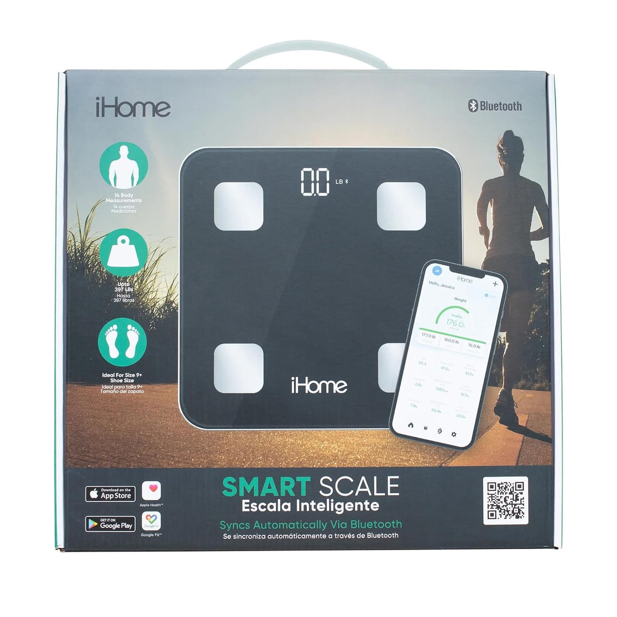 Digital Bluetooth Smart Scale for Body Weight, Weight Scale, Including BMI, Body Fat, Muscle Mass, Batteries Included (Black Smart Bluetooth)