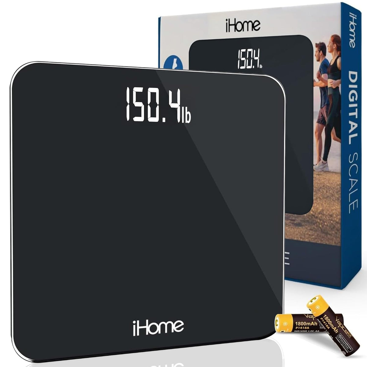 Digital Bluetooth Smart Scale for Body Weight, Weight Scale, Including BMI, Body Fat, Muscle Mass, Batteries Included (Black Smart Bluetooth)