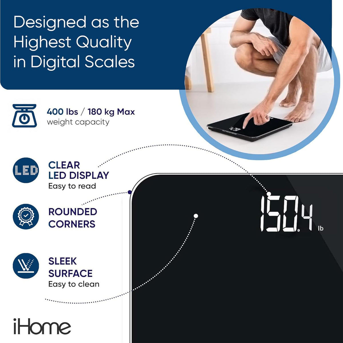 Digital Bluetooth Smart Scale for Body Weight, Weight Scale, Including BMI, Body Fat, Muscle Mass, Batteries Included (Black Smart Bluetooth)