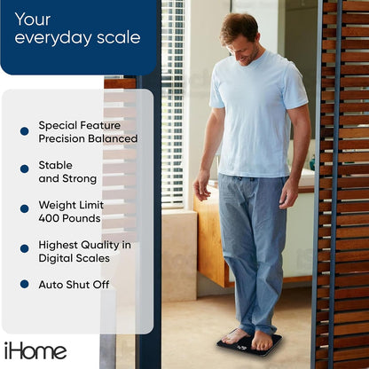 Digital Bluetooth Smart Scale for Body Weight, Weight Scale, Including BMI, Body Fat, Muscle Mass, Batteries Included (Black Smart Bluetooth)