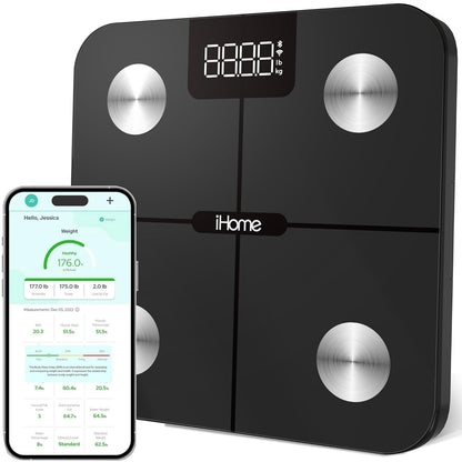 Digital Bluetooth Smart Scale for Body Weight, Weight Scale, Including BMI, Body Fat, Muscle Mass, Batteries Included (Black Smart Bluetooth)