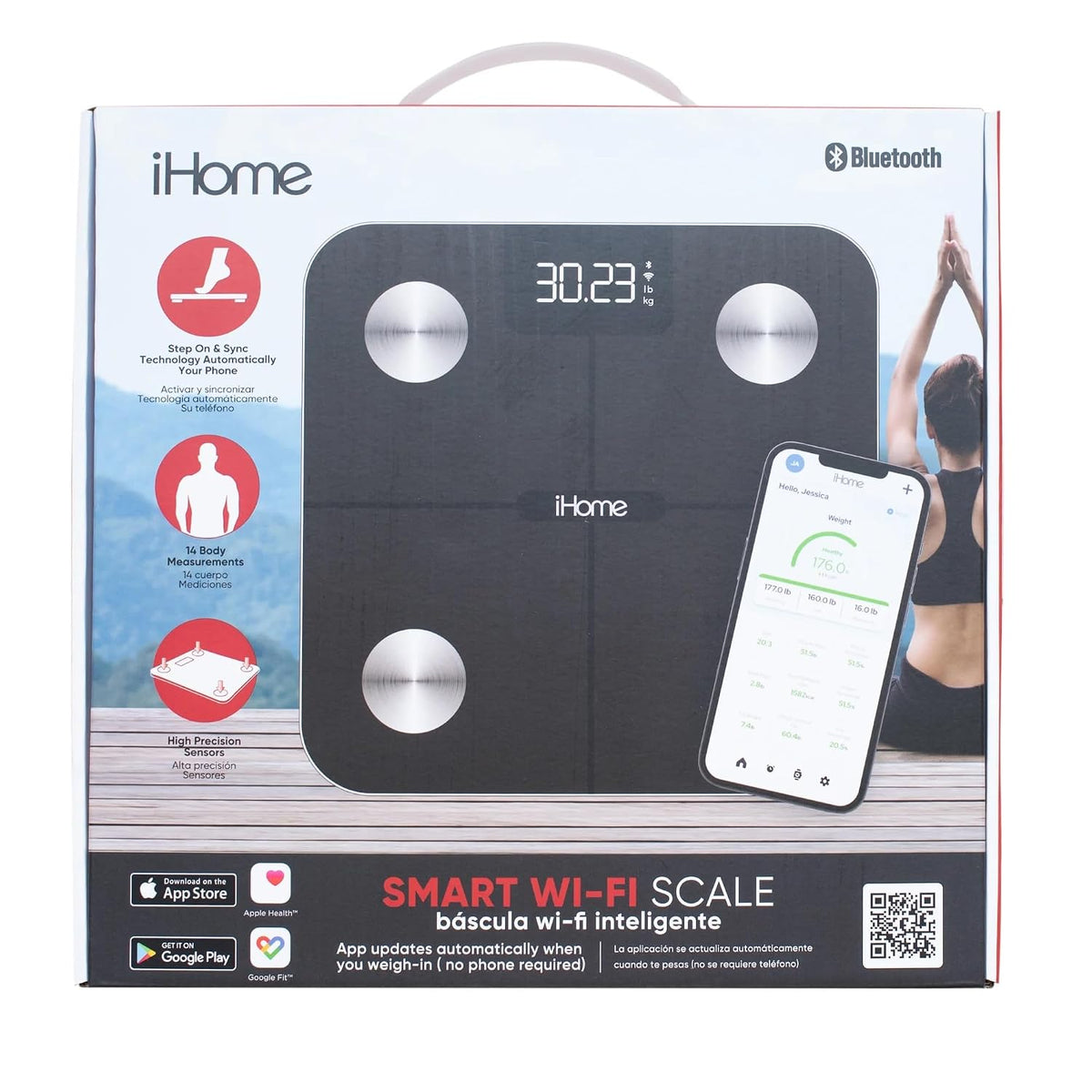 Digital Bluetooth Smart Scale for Body Weight, Weight Scale, Including BMI, Body Fat, Muscle Mass, Batteries Included (Black Smart Bluetooth)