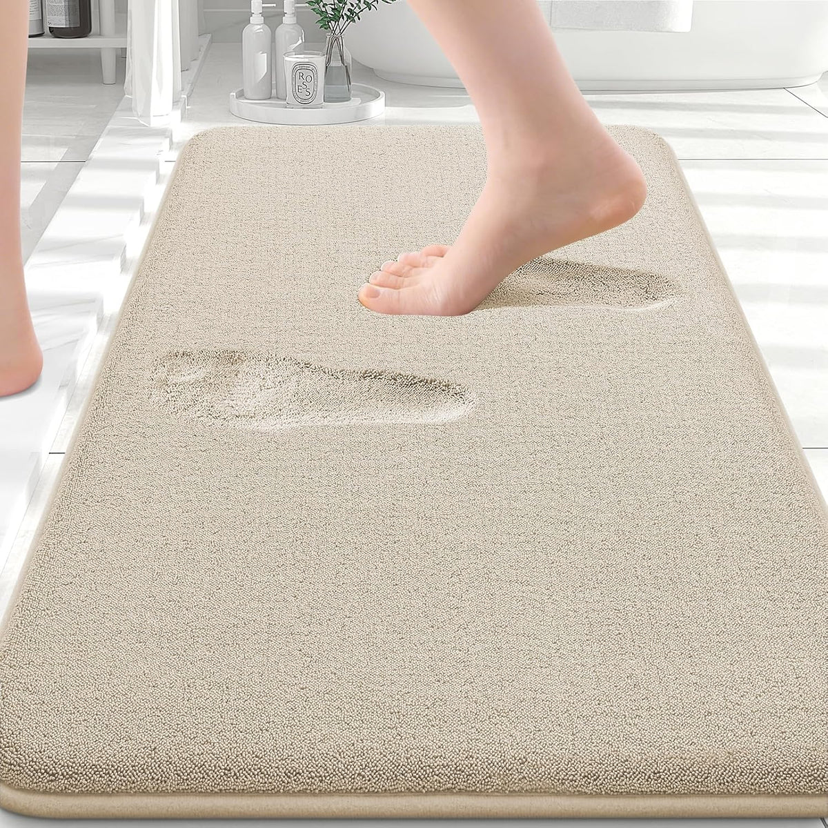 Memory Foam Bath Mat 30x20, Extra Soft Absorbent Bathroom Rugs - Colors B