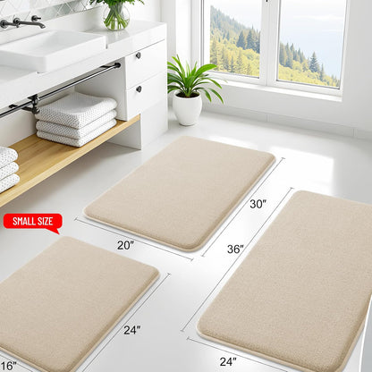 Memory Foam Bath Mat 30x20, Extra Soft Absorbent Bathroom Rugs - Colors B