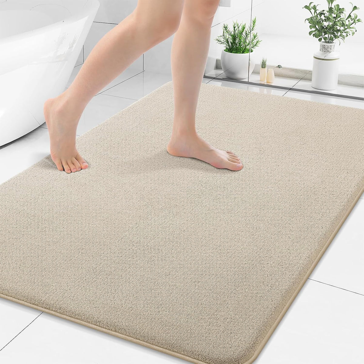 Memory Foam Bath Mat 30x20, Extra Soft Absorbent Bathroom Rugs - Colors B