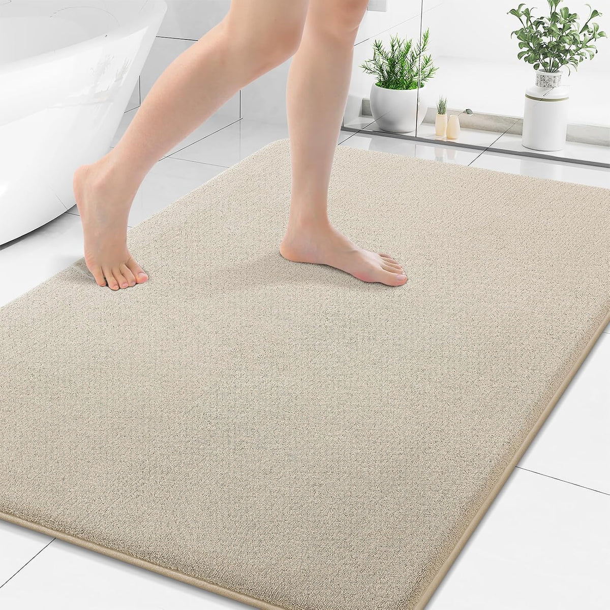 Memory Foam Bath Mat 30x20, Extra Soft Absorbent Bathroom Rugs - Colors B