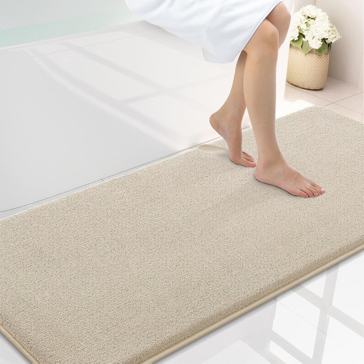 Memory Foam Bath Mat 30x20, Extra Soft Absorbent Bathroom Rugs - Colors B