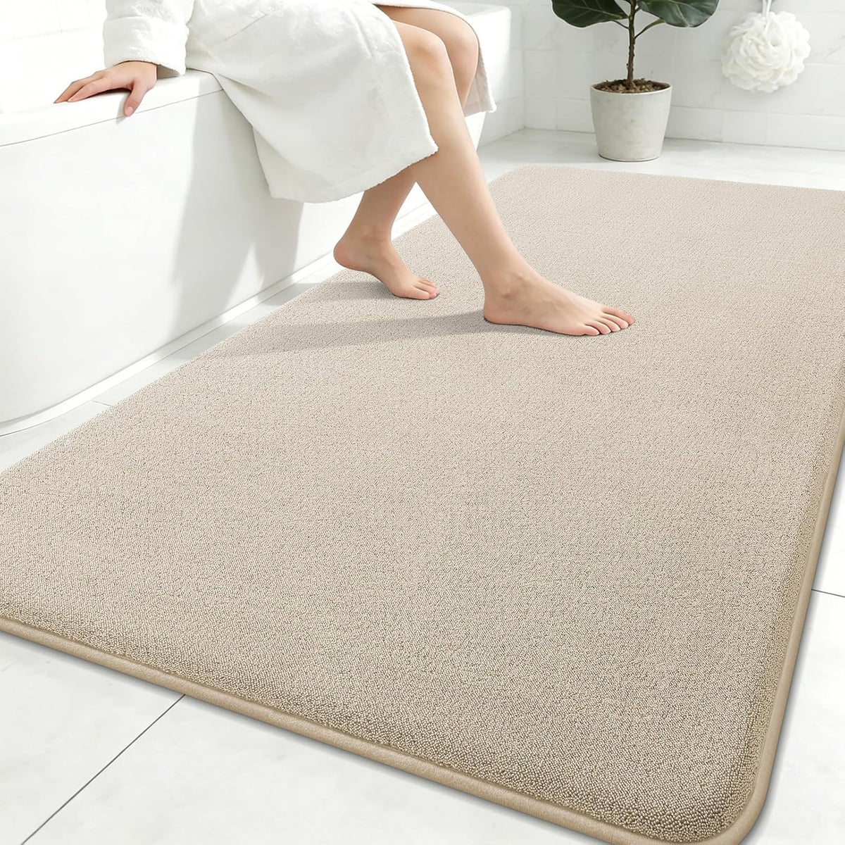 Memory Foam Bath Mat 30x20, Extra Soft Absorbent Bathroom Rugs - Colors B