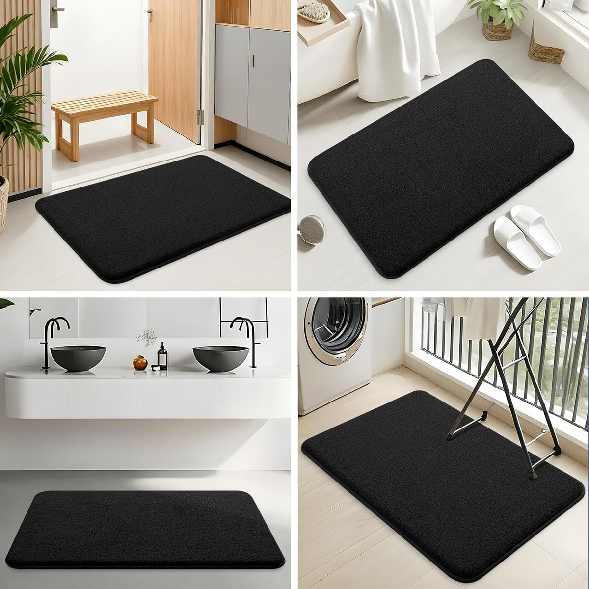 Memory Foam Bath Mat 30x20, Extra Soft Absorbent Bathroom Rugs - Colors B
