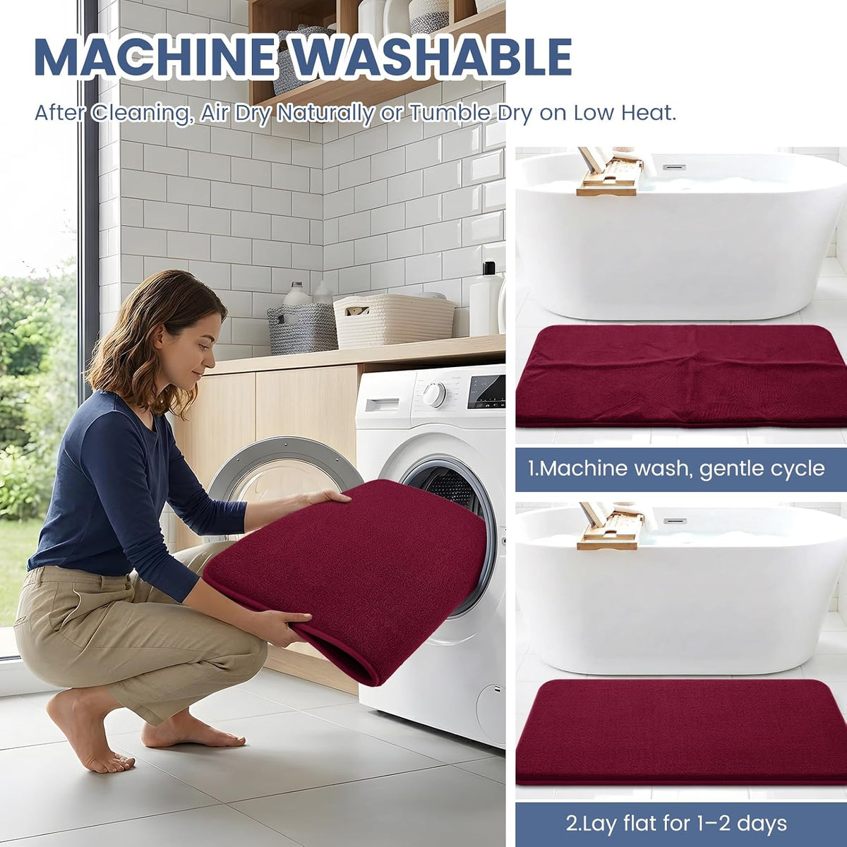 Memory Foam Bath Mat 30x20, Extra Soft Absorbent Bathroom Rugs - Colors B