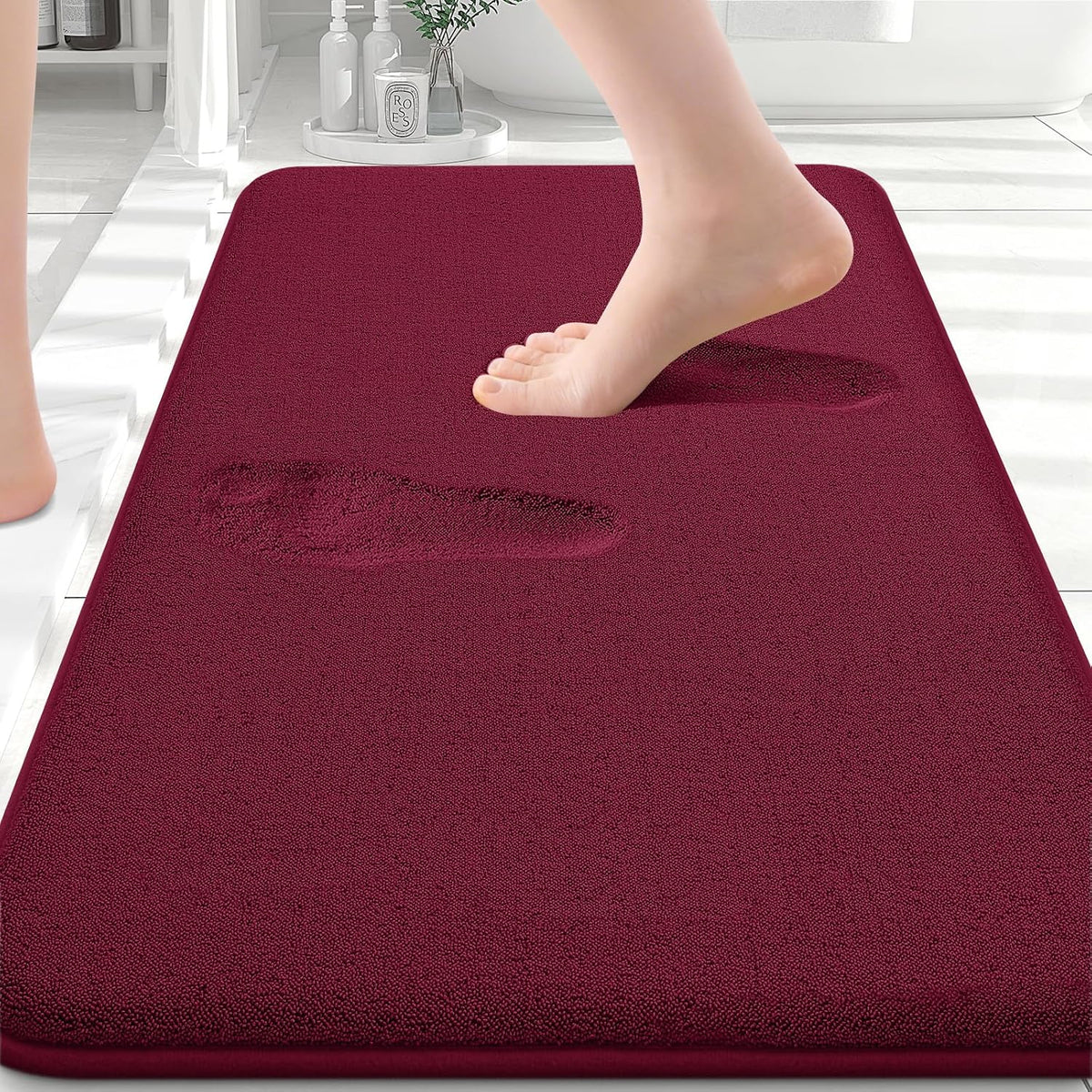 Memory Foam Bath Mat 30x20, Extra Soft Absorbent Bathroom Rugs - Colors B