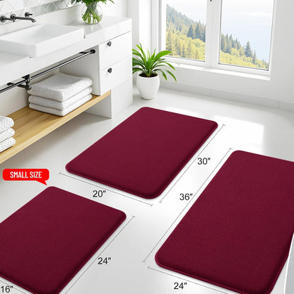 Memory Foam Bath Mat 30x20, Extra Soft Absorbent Bathroom Rugs - Colors B