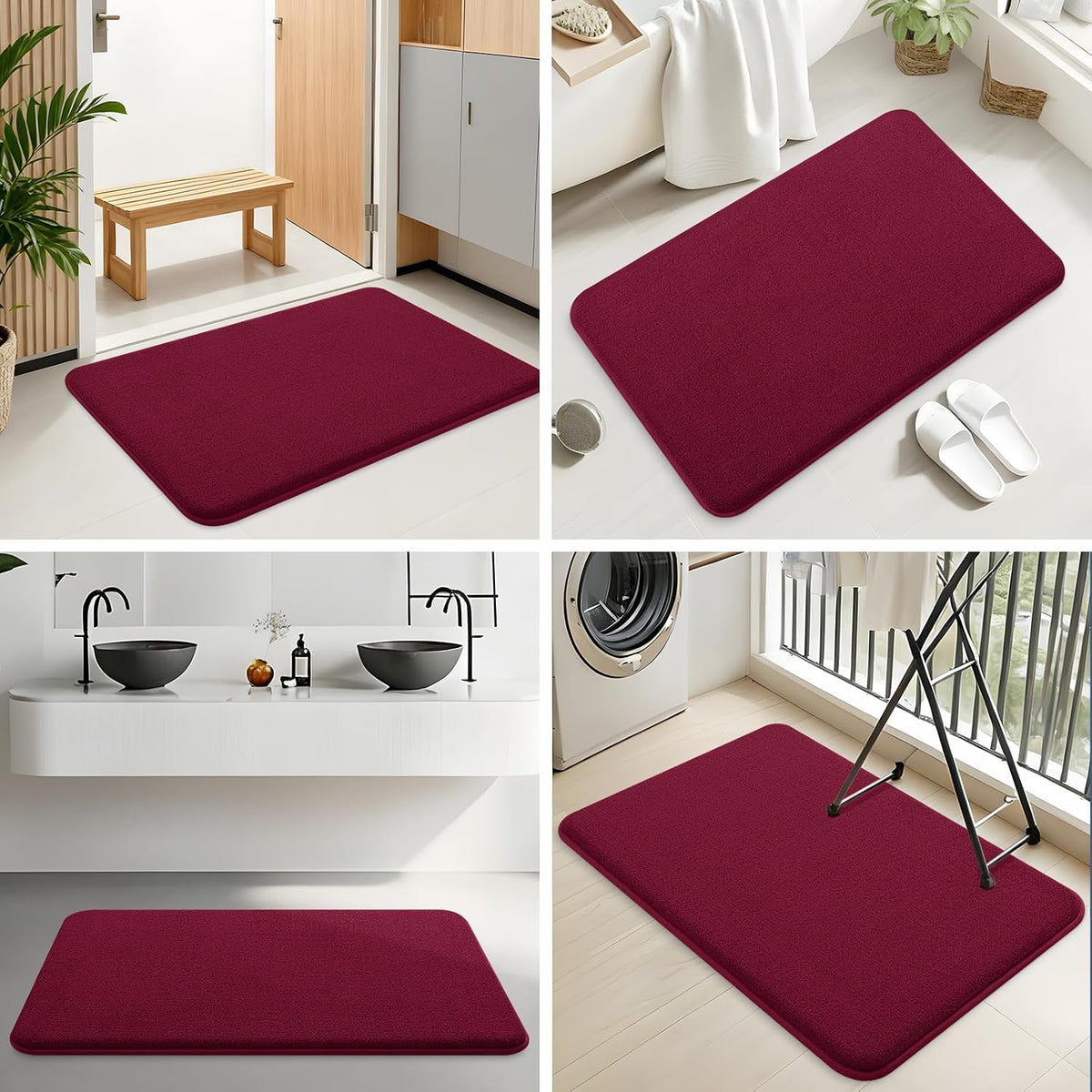 Memory Foam Bath Mat 30x20, Extra Soft Absorbent Bathroom Rugs - Colors B