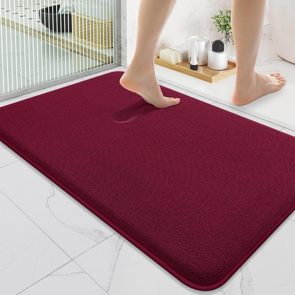 Memory Foam Bath Mat 30x20, Extra Soft Absorbent Bathroom Rugs - Colors B