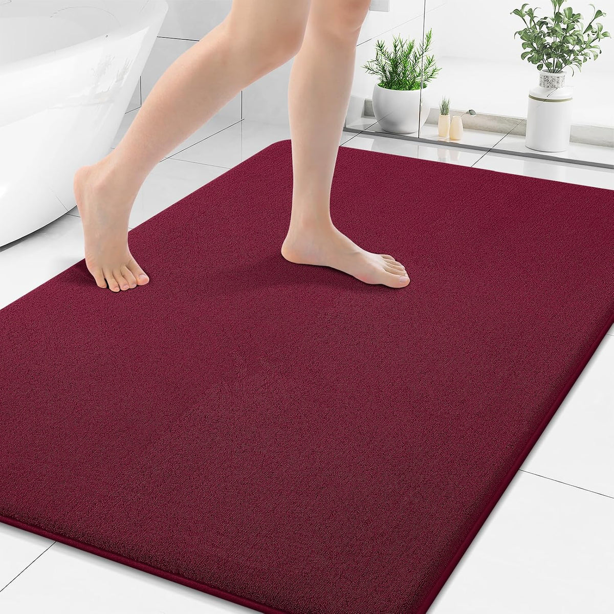 Memory Foam Bath Mat 30x20, Extra Soft Absorbent Bathroom Rugs - Colors B