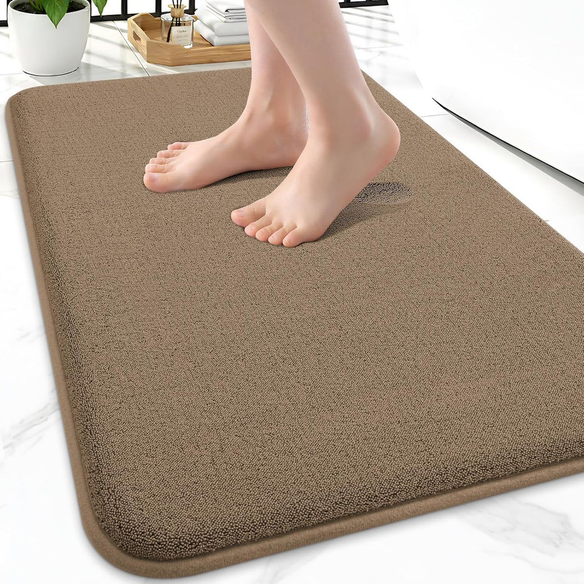 Memory Foam Bath Mat 30x20, Extra Soft Absorbent Bathroom Rugs - Colors B