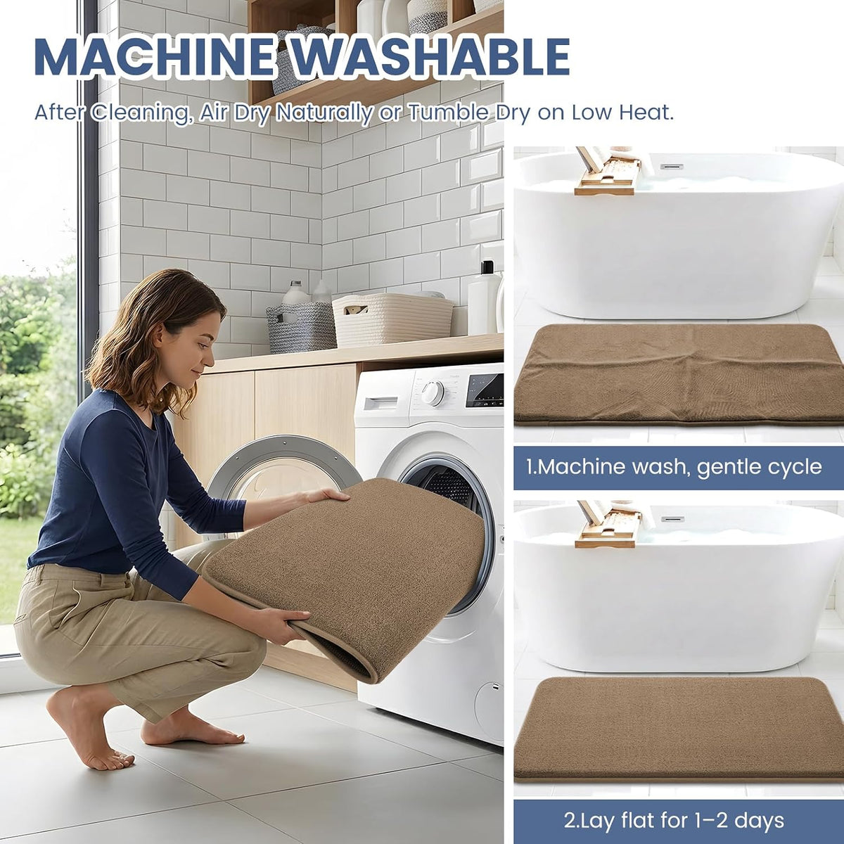 Memory Foam Bath Mat 30x20, Extra Soft Absorbent Bathroom Rugs - Colors B