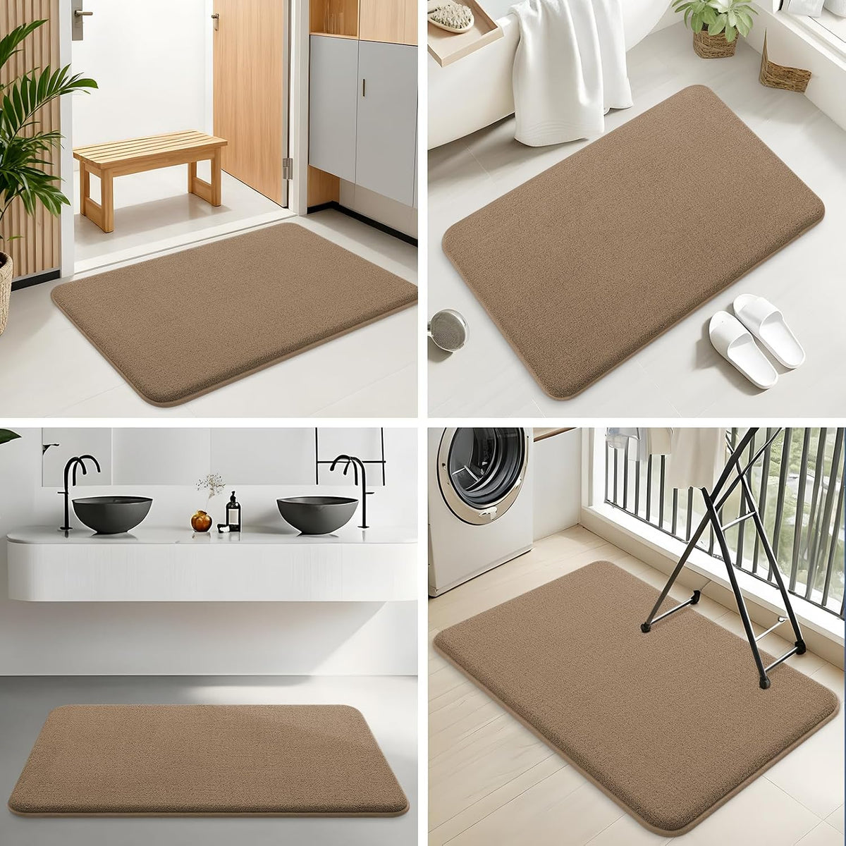 Memory Foam Bath Mat 30x20, Extra Soft Absorbent Bathroom Rugs - Colors B