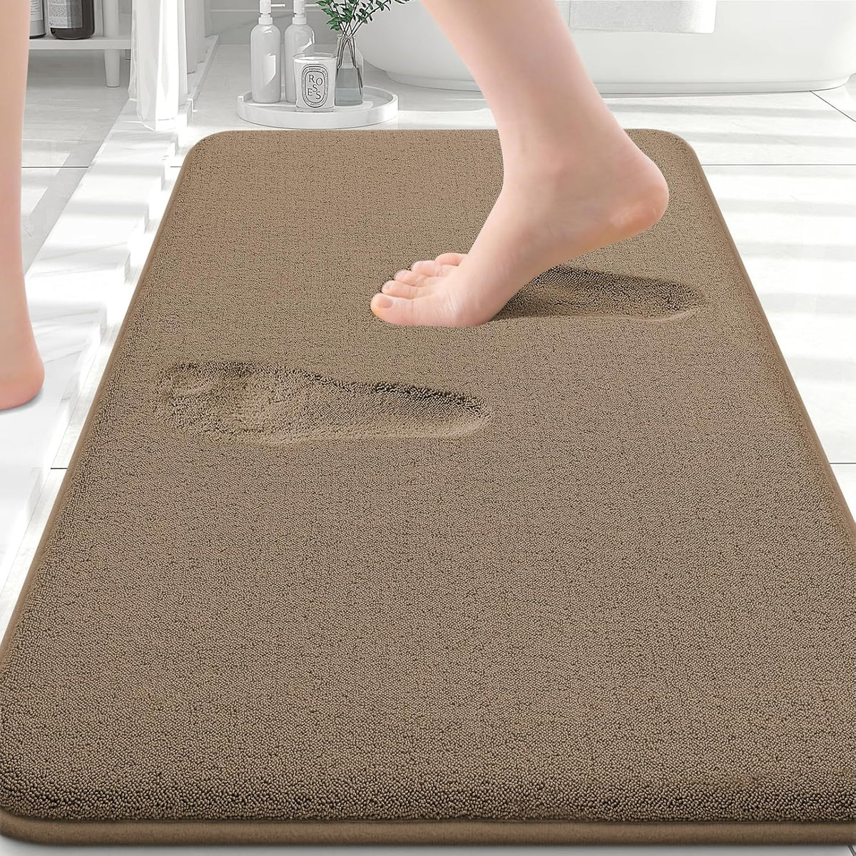 Memory Foam Bath Mat 30x20, Extra Soft Absorbent Bathroom Rugs - Colors B