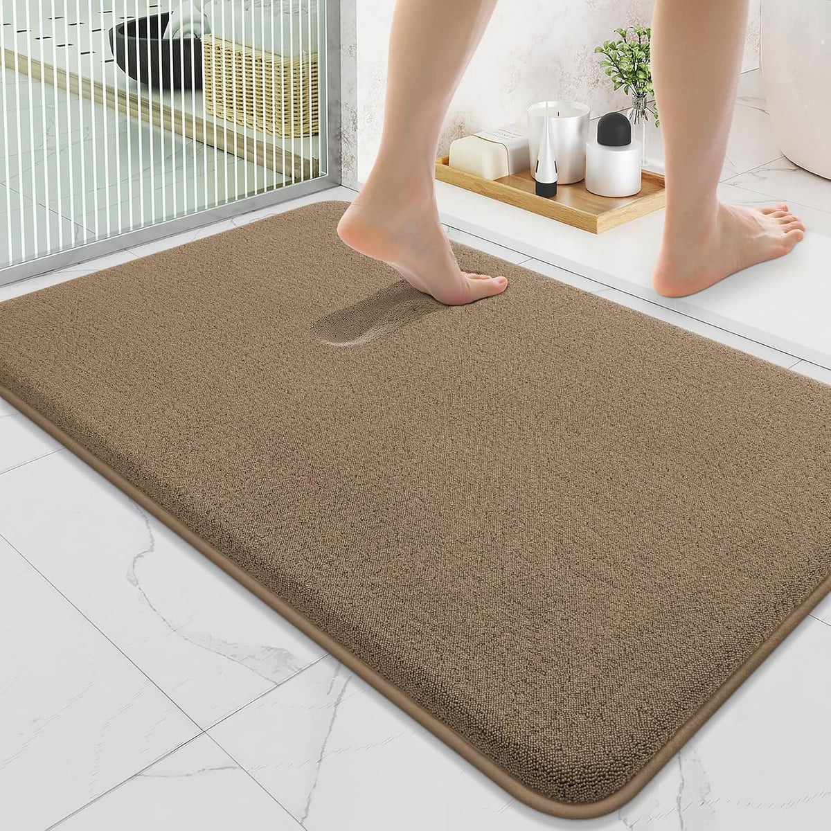 Memory Foam Bath Mat 30x20, Extra Soft Absorbent Bathroom Rugs - Colors B