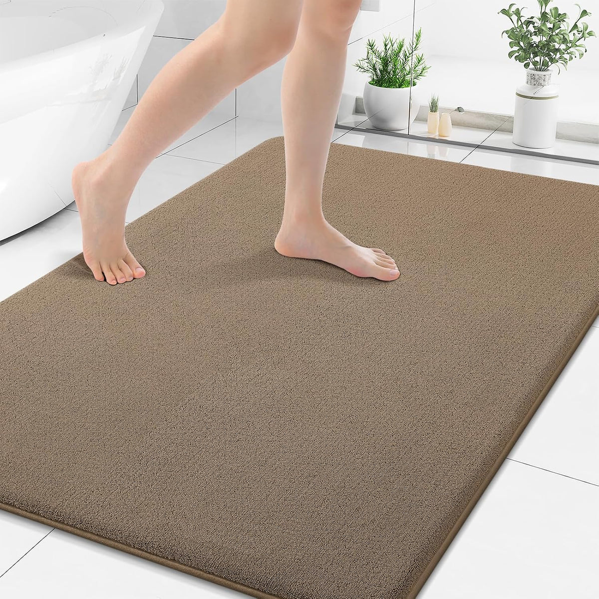 Memory Foam Bath Mat 30x20, Extra Soft Absorbent Bathroom Rugs - Colors B