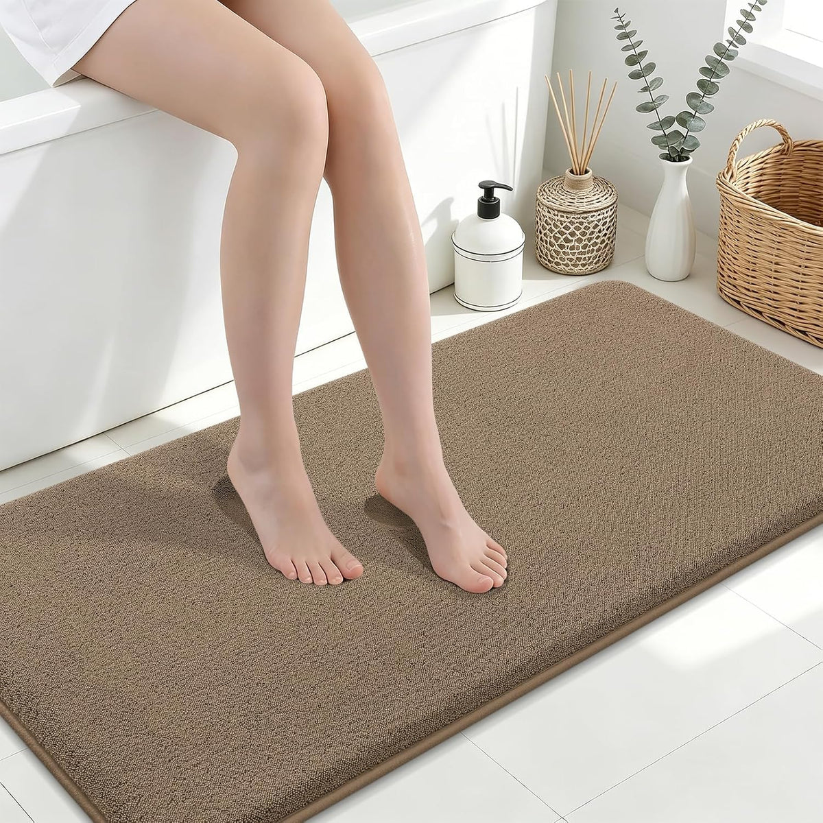 Memory Foam Bath Mat 30x20, Extra Soft Absorbent Bathroom Rugs - Colors B