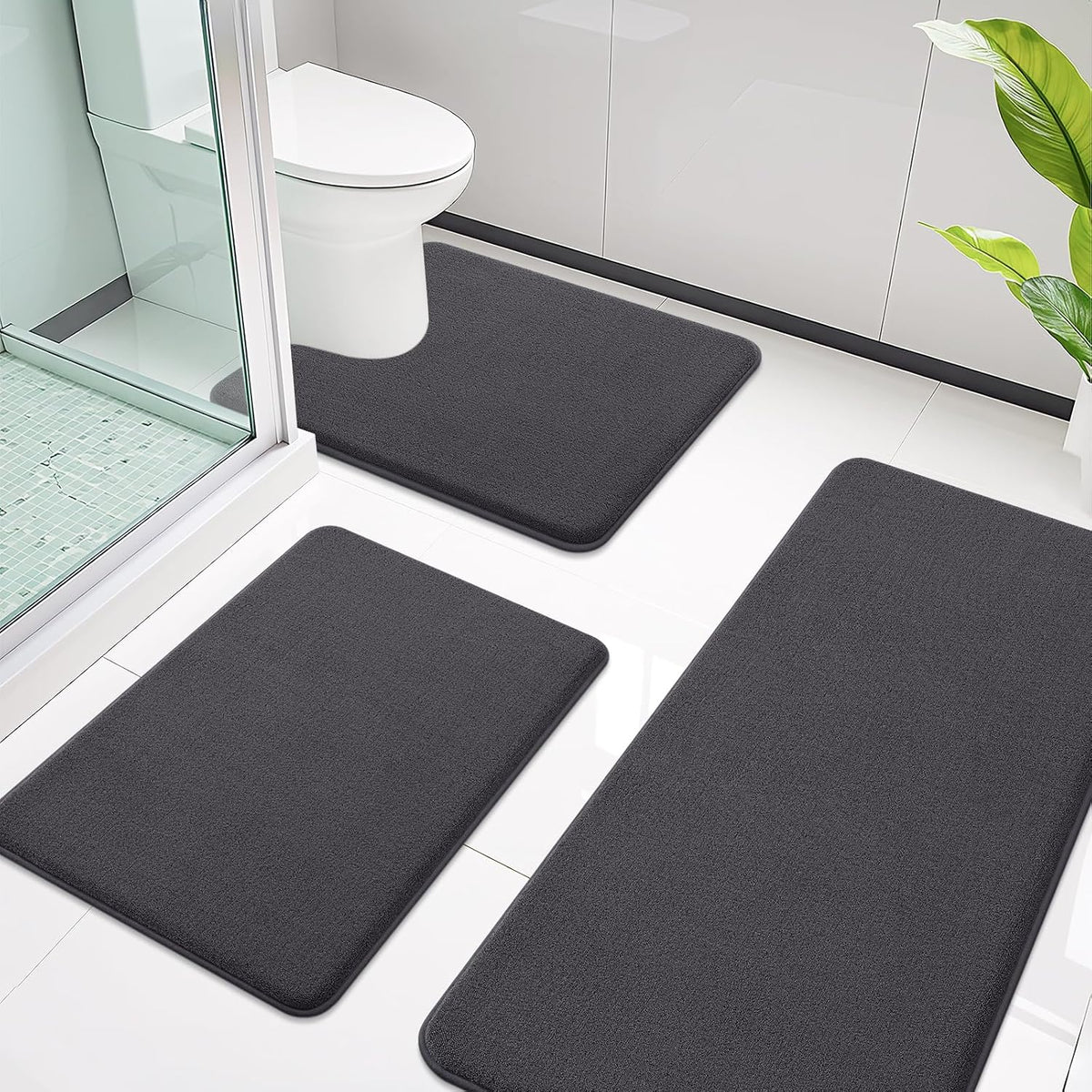 Memory Foam Bath Mat 30x20, Extra Soft Absorbent Bathroom Rugs - Colors B