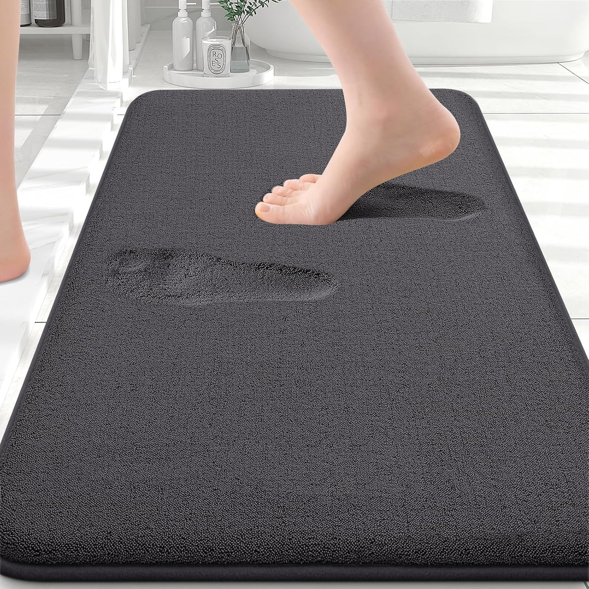 Memory Foam Bath Mat 30x20, Extra Soft Absorbent Bathroom Rugs - Colors B
