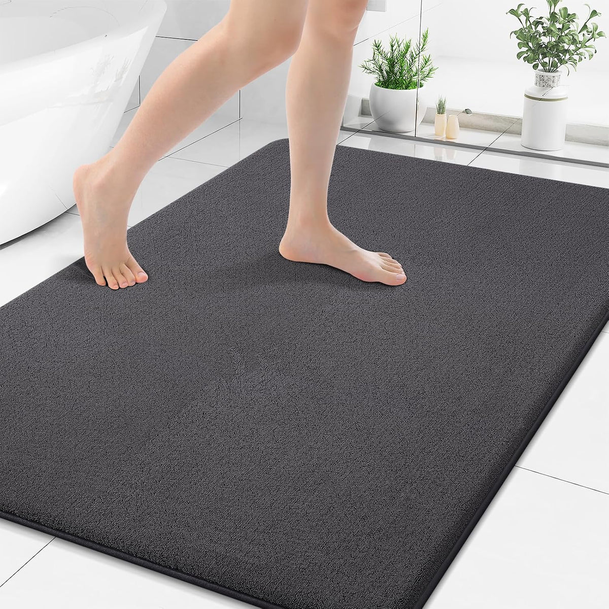 Memory Foam Bath Mat 30x20, Extra Soft Absorbent Bathroom Rugs - Colors B