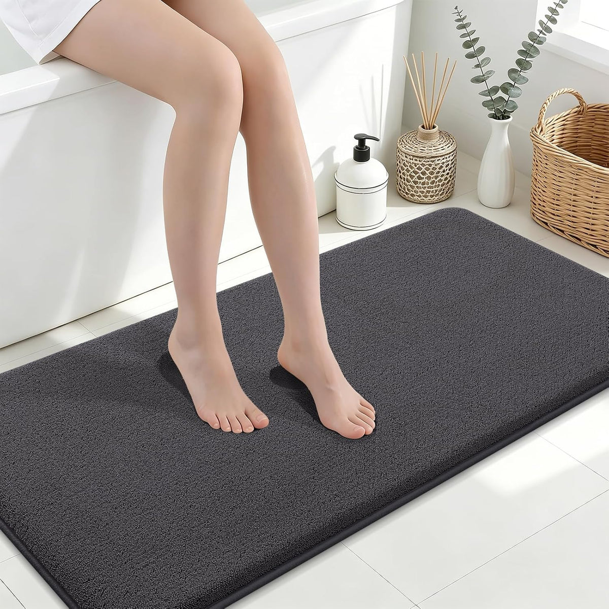 Memory Foam Bath Mat 30x20, Extra Soft Absorbent Bathroom Rugs - Colors B